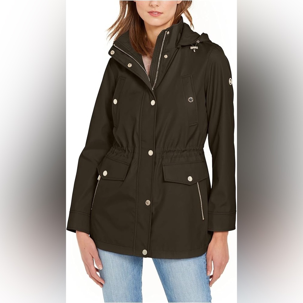 MICHAEL Michael Kors Women’s Dark Loden Hooded Anorak Raincoat - New Condition